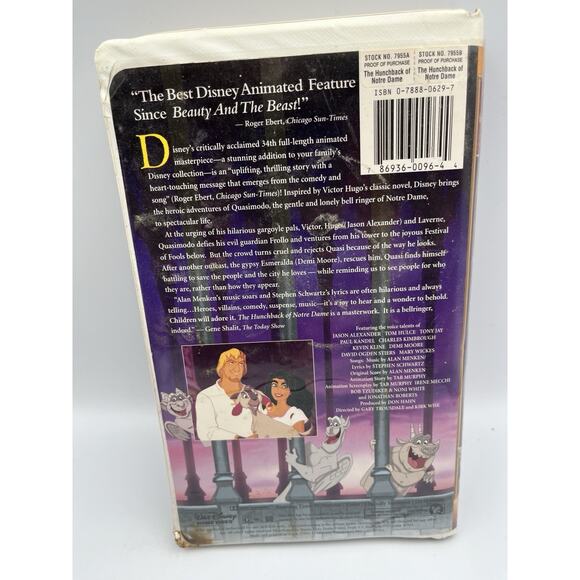 Disney The Hunchback of Notre Dame (VHS, 1997) Walt Disneys Masterpiece - Picture 3 of 9